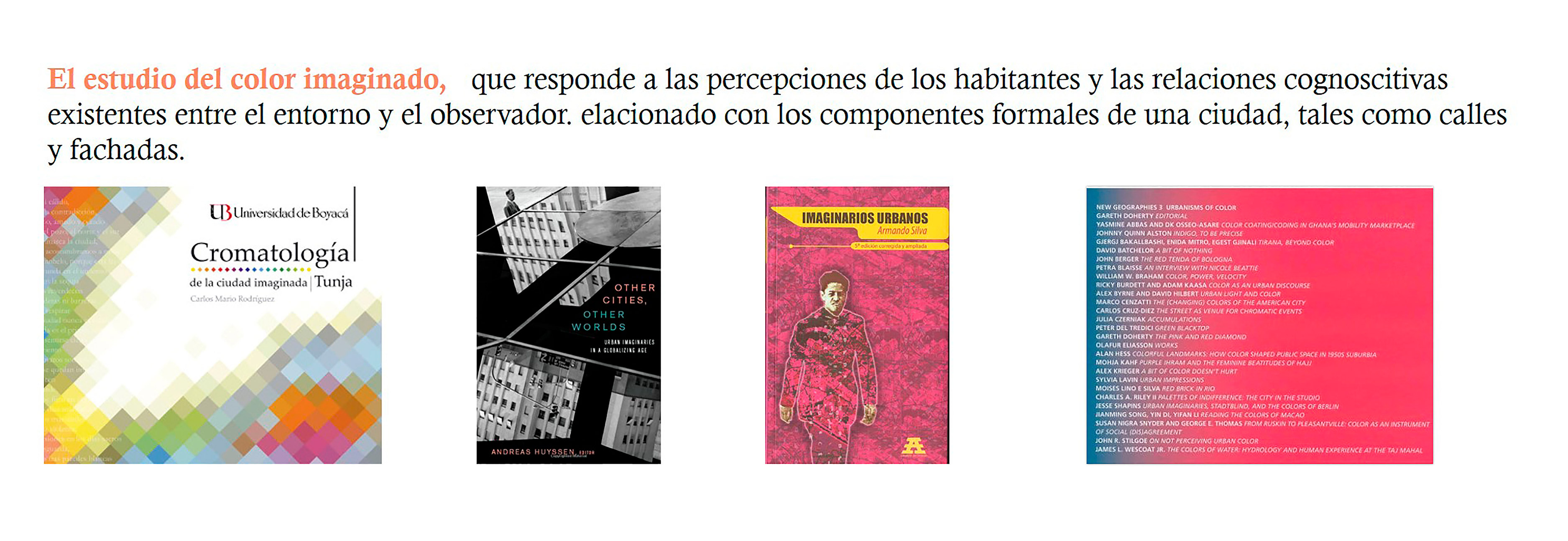 Portadas de publicaciones cuyos enfoques parten desde el estudio de los imaginarios urbanos o la percepción no tangible del color